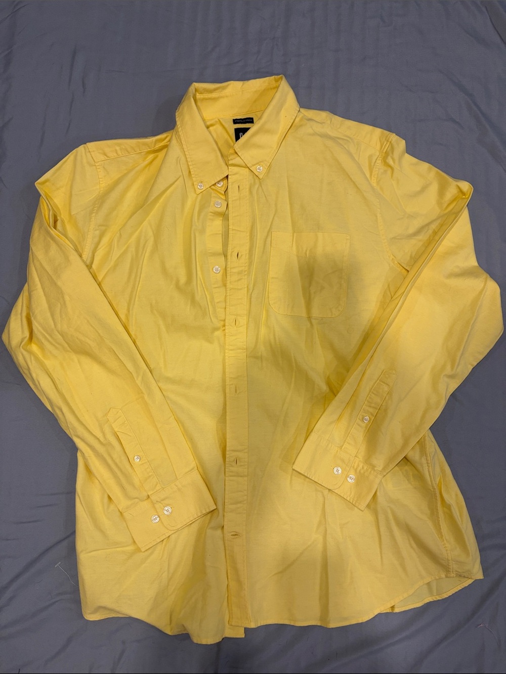 GAP Standard Fit Yellow Button-Down Oxford Shirt